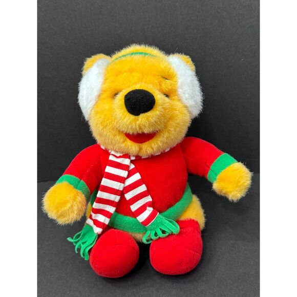 Disney Winnie the Pooh 1997 Christmas Holiday Winter Plush Mattel Scarf 7.5" - Picture 1 of 6